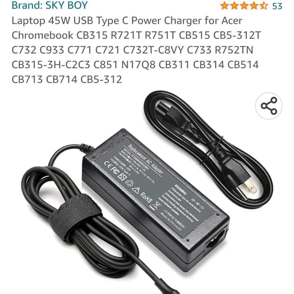 type c charger 45w laptop